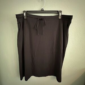 LOFT Plus Black Drawstring Midi Skirt